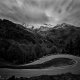 Photographie noir et blanc en montant au col du Soulor, Pyrénées-Atlantiques